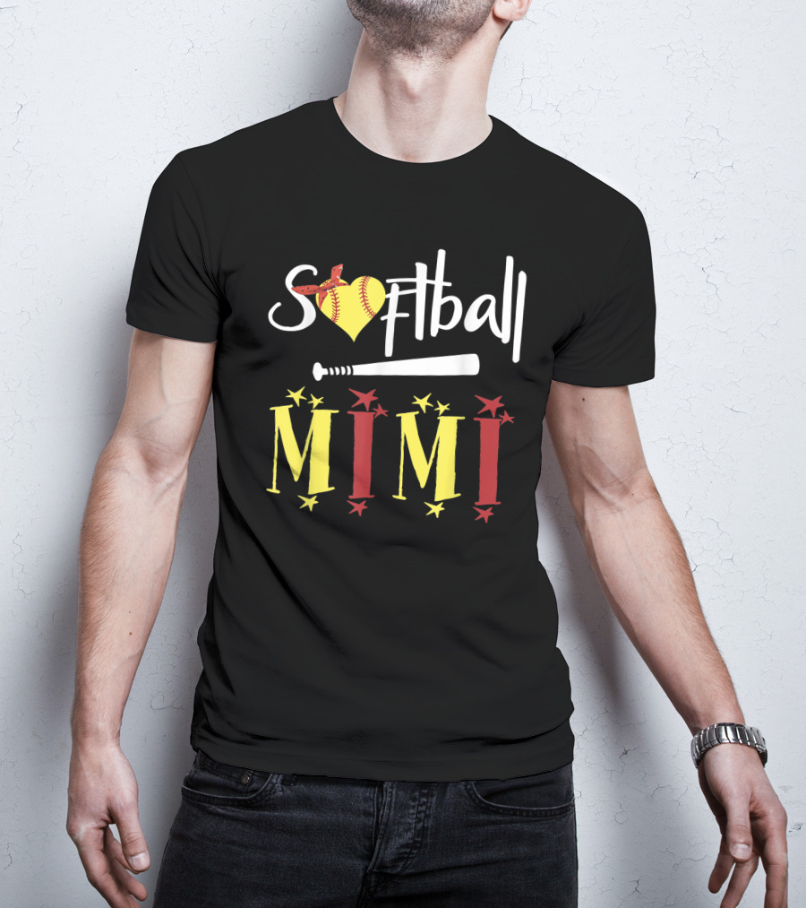 Softball Heart Bat Mimi Gift T-Shirt
