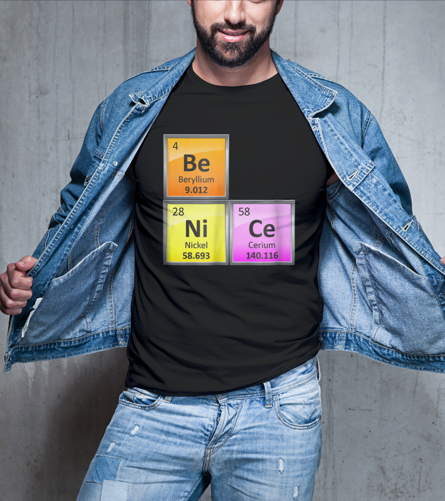 Science Be Ni Ce Periodic Table Elements Beryllium Nickel Cerium T-Shirt