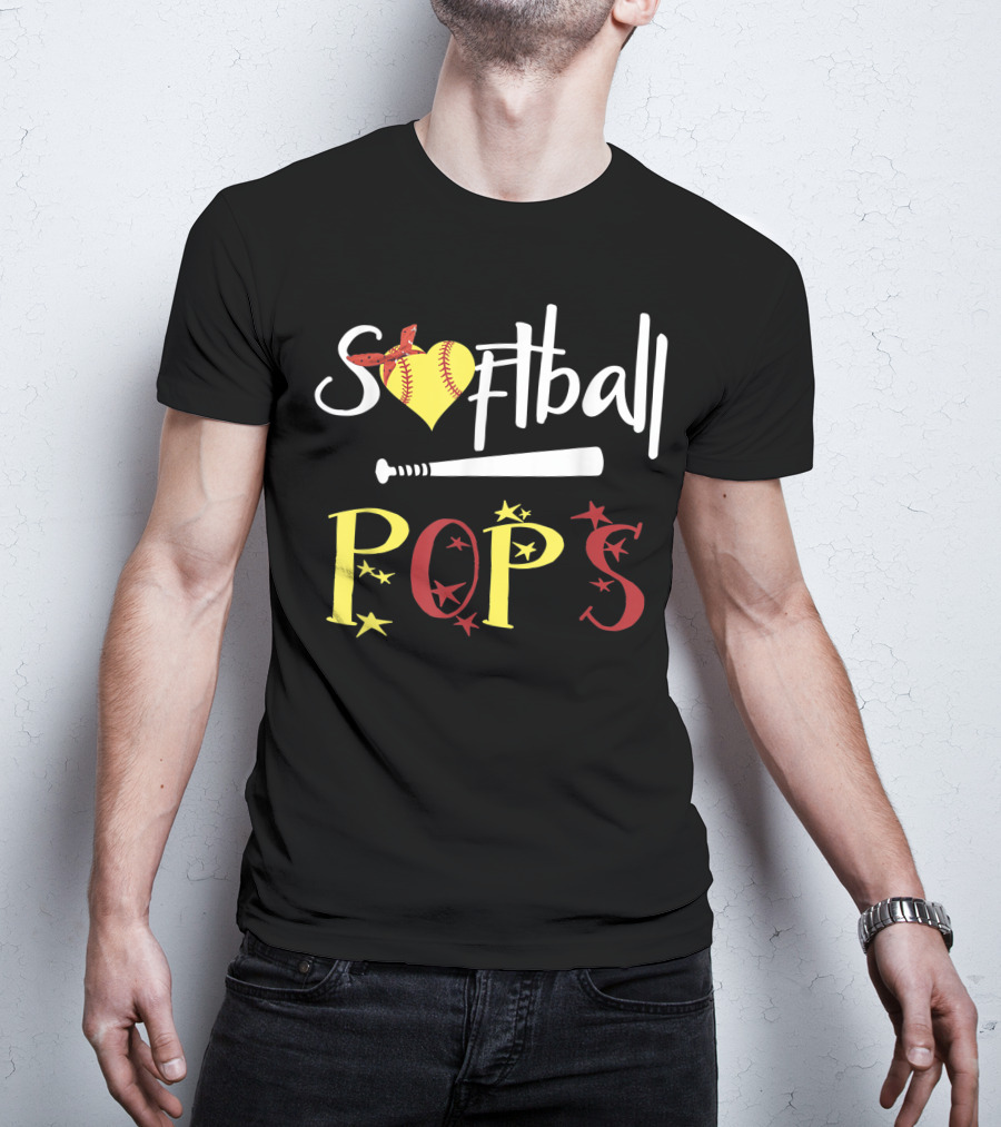 Softball Pops Heart Bat Stars T-Shirt