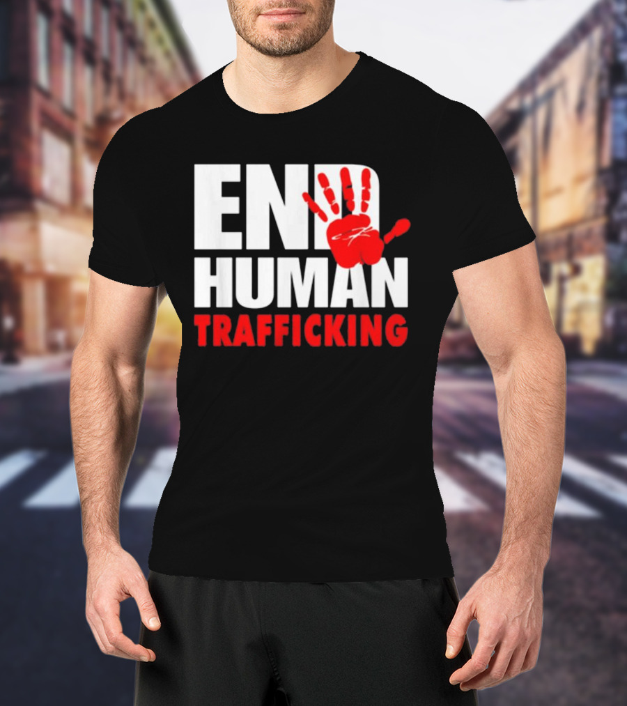 END HUMAN TRAFFICKING Red Handprint T-Shirt