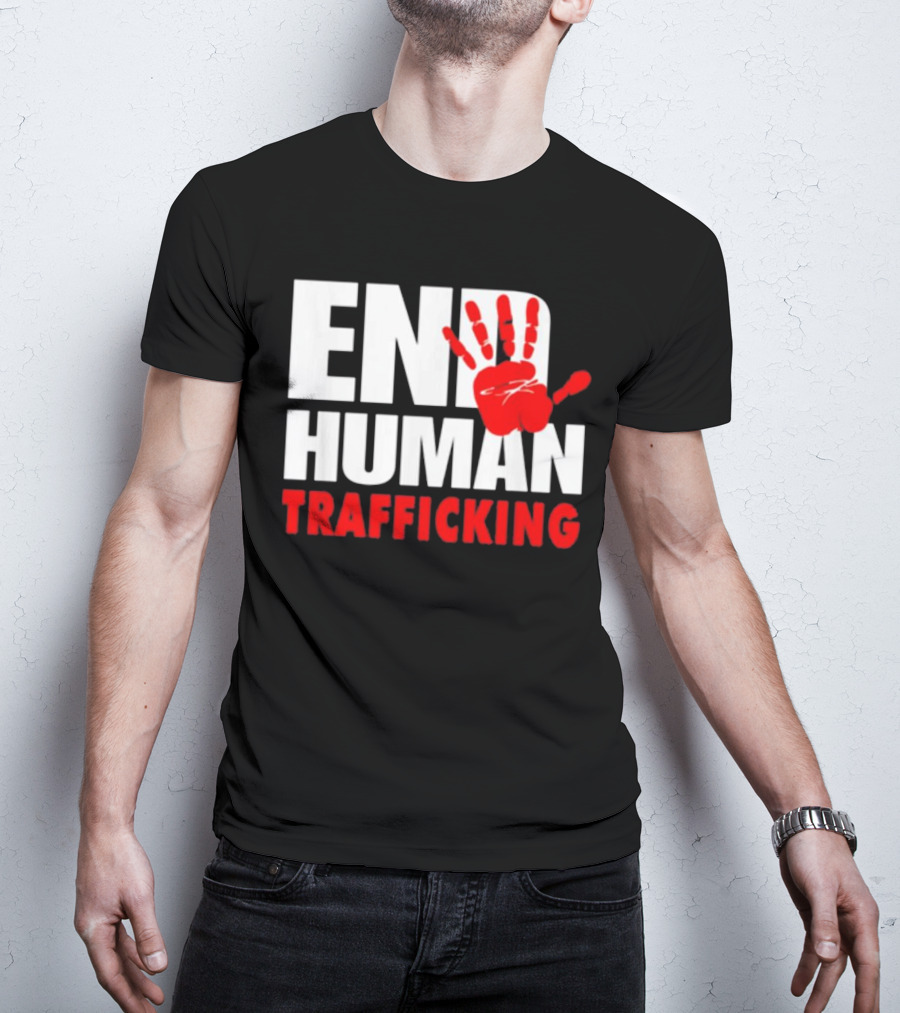 END HUMAN TRAFFICKING Red Handprint T-Shirt