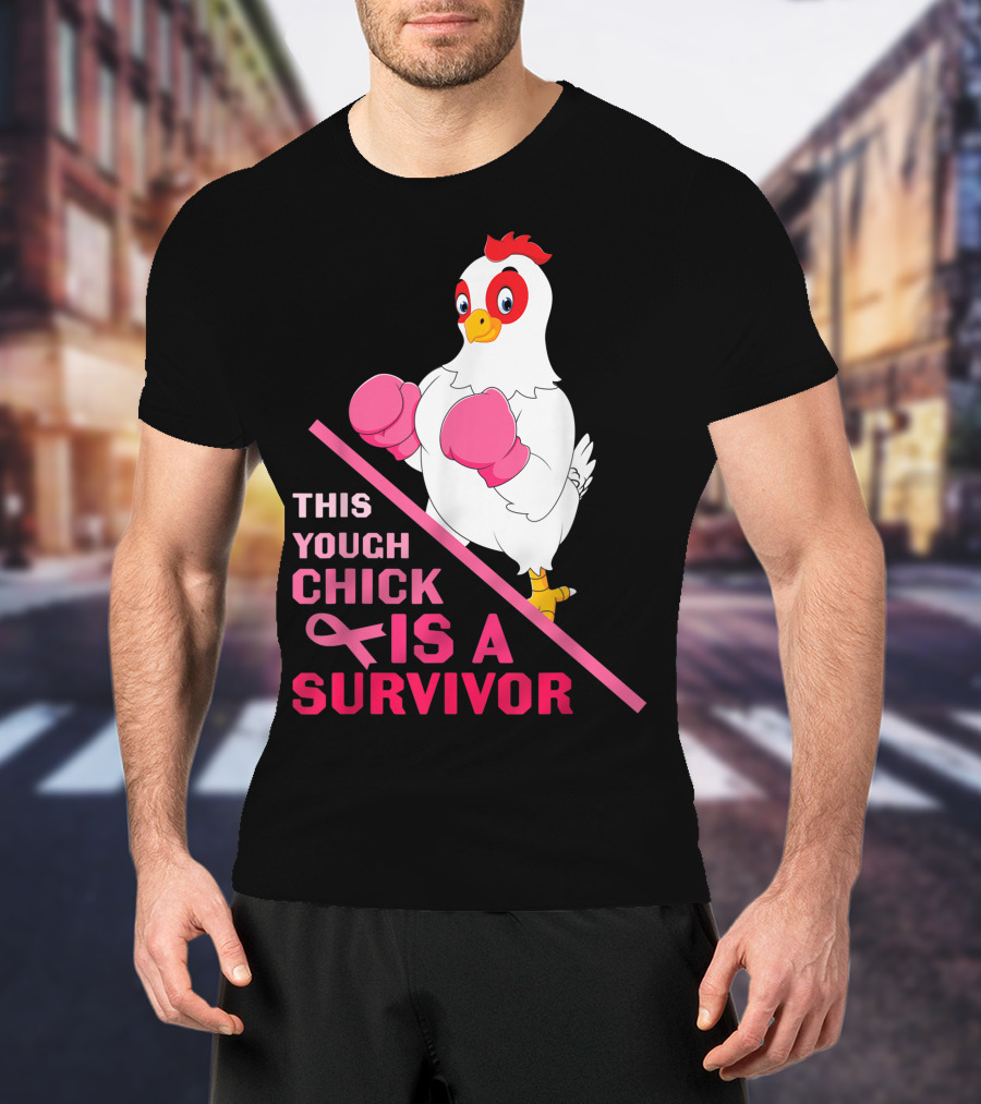 This Tough Chick Is A Survivor Breast Cancer Pink T-Shirt