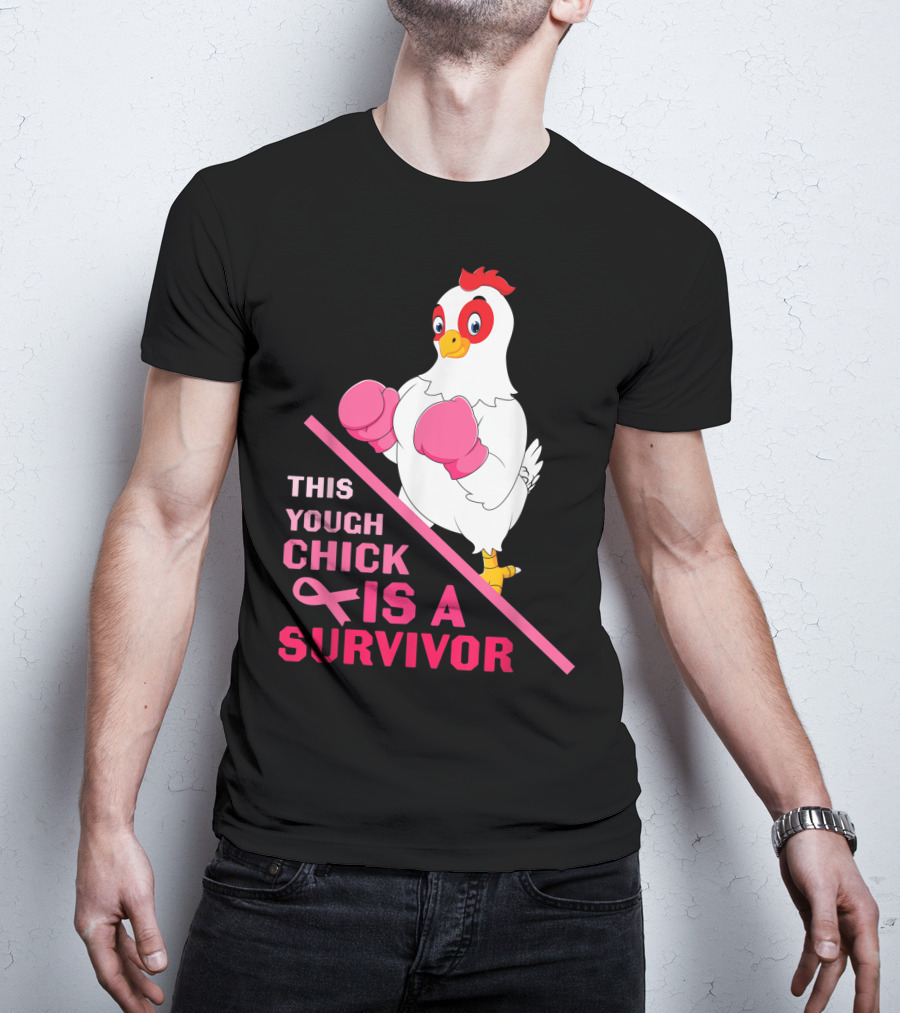 This Tough Chick Is A Survivor Breast Cancer Pink T-Shirt
