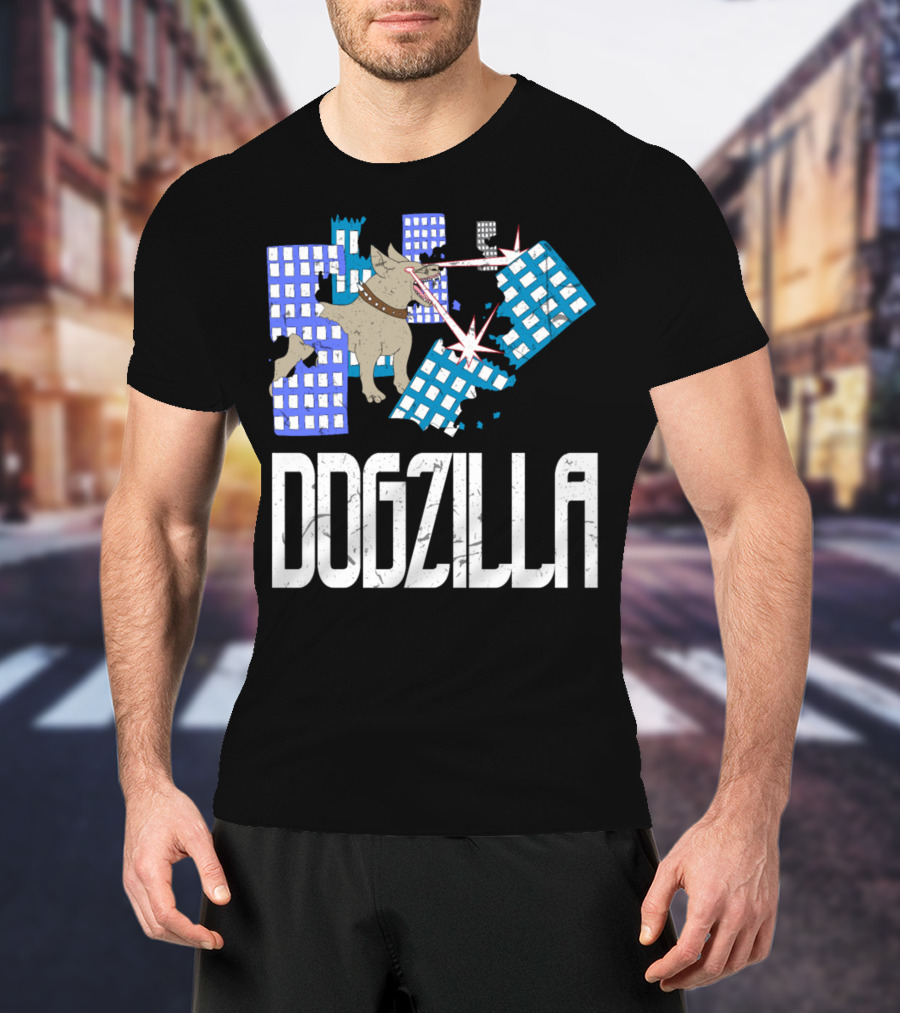 DOGZILLA Laser-Eyed Dog Rampaging Through Skyscrapers T-Shirt