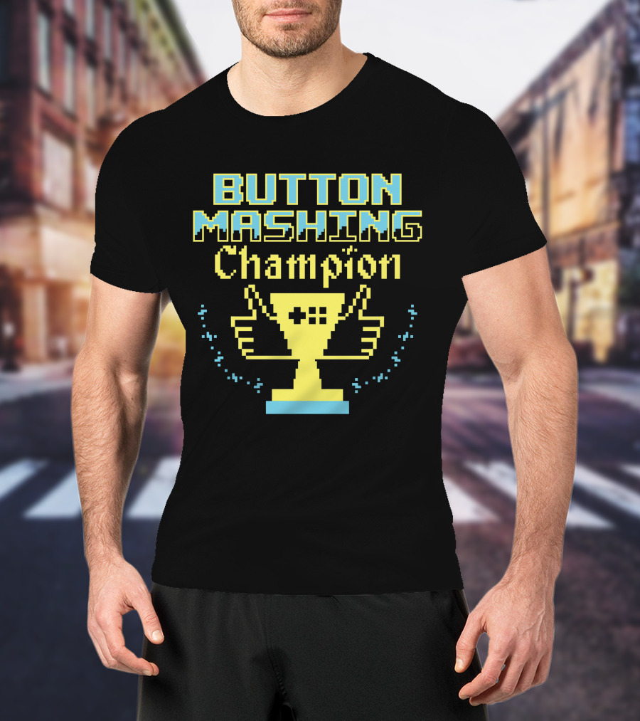 Button Mashing Champion Trophy Pixel Art Winner T-Shirt