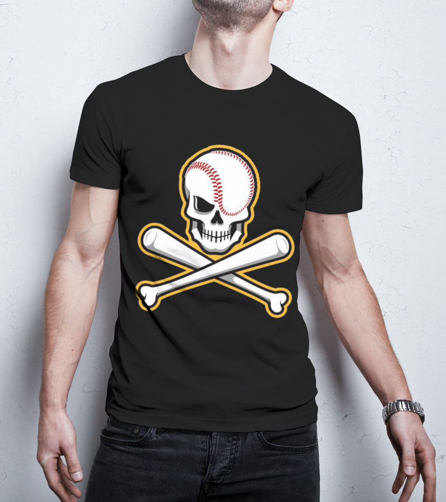Skull Baseball Bat Crossbones Sports T-Shirt
