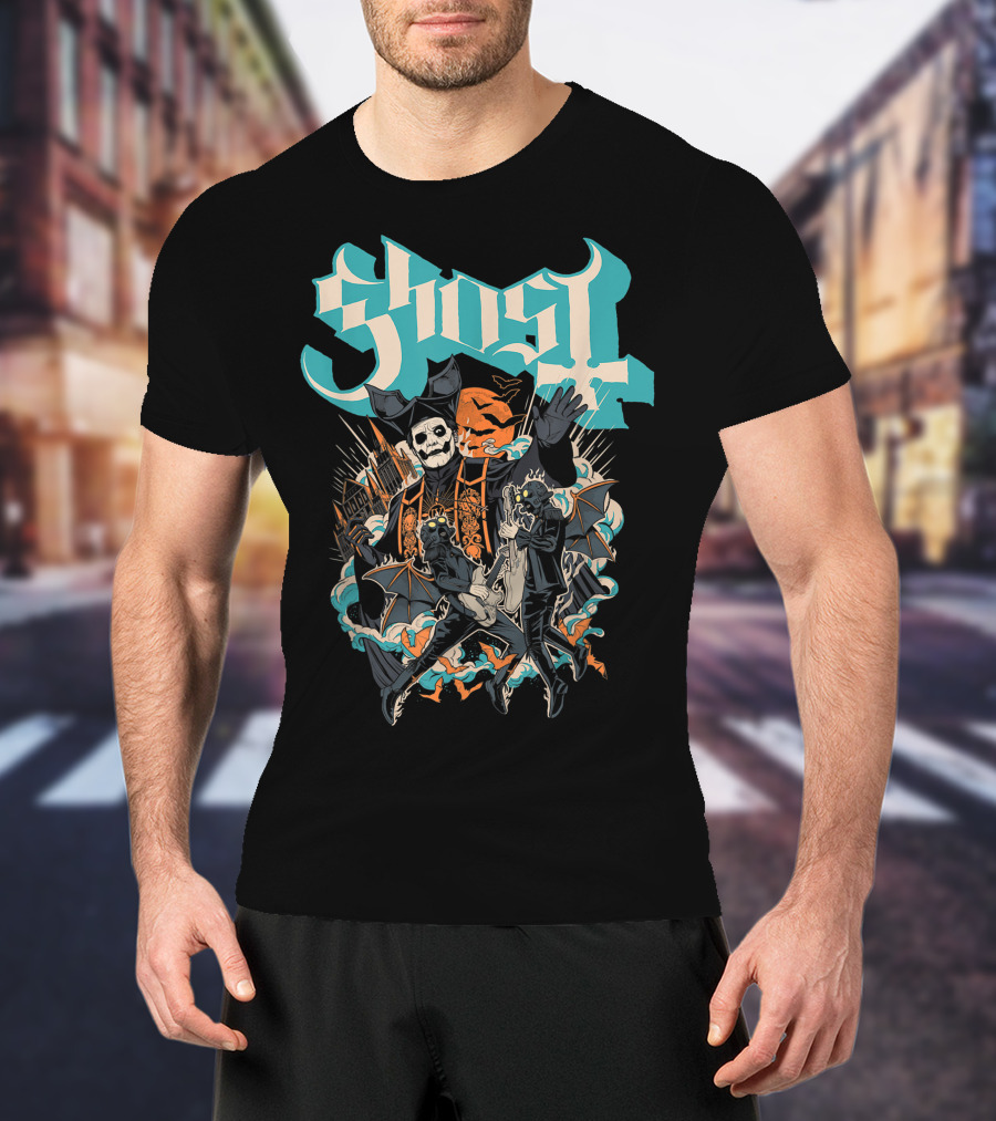 Ghost Band Skeletons And Monsters Playing Instruments Halloween T-Shirt