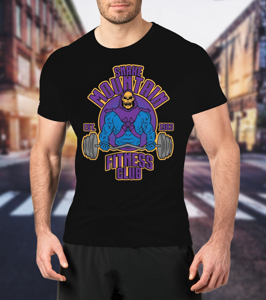 Snake Mountain Fitness Club Est. 1983 Lifting Skull T-Shirt
