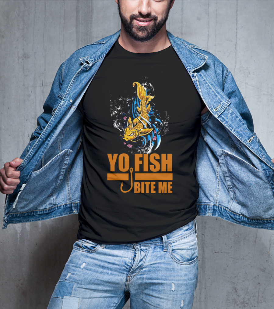 Yo Fish Bite Me Koi Art With Fishing Hook T-Shirt