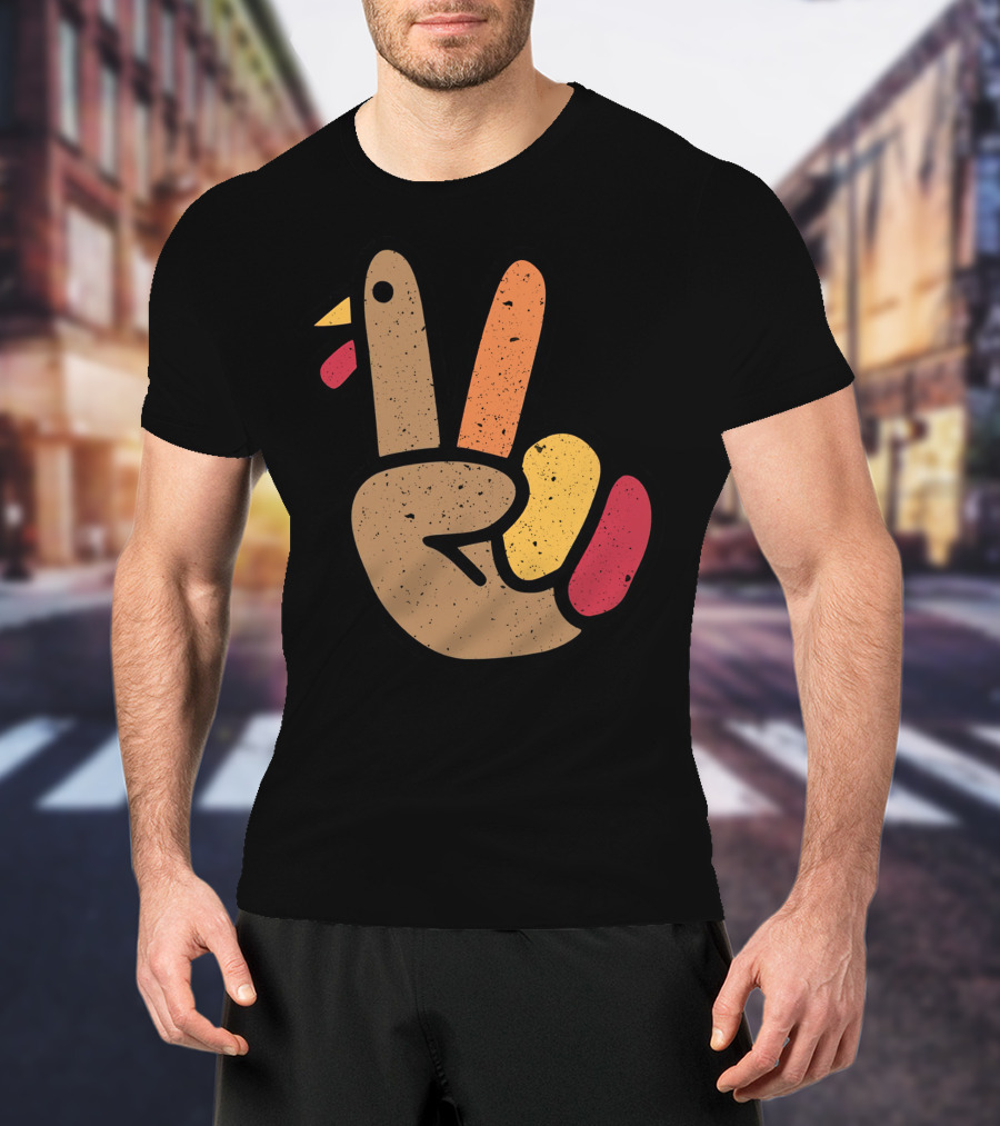 Peace Turkey Hand Cool Thanksgiving T-Shirt