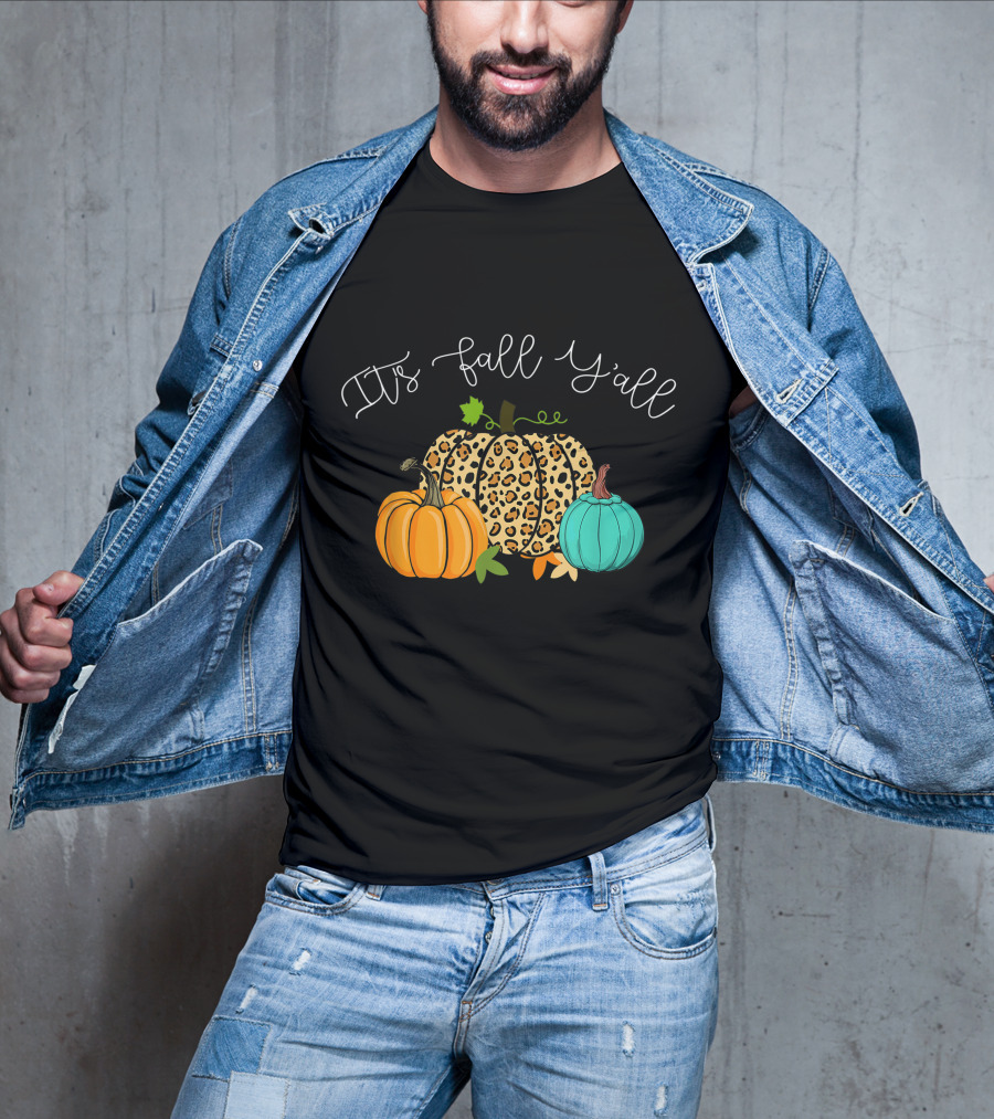 It's Fall Y'all Pumpkins Leopard Print T-Shirt