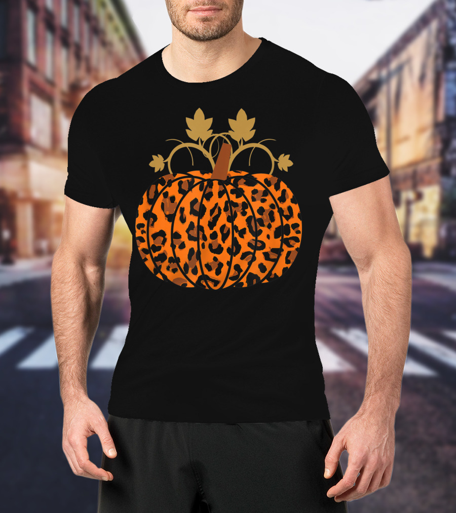 Pumpkin Leopard Halloween Fall Autumn T-Shirt
