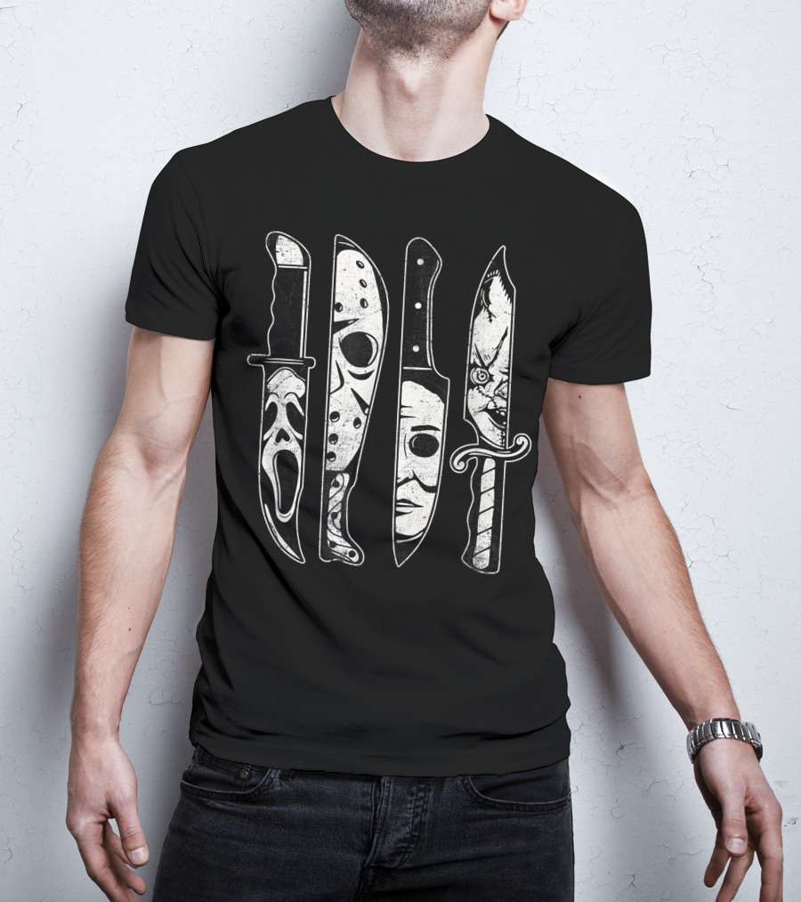 Scary Horror Movies Halloween Icons Scream Jason Michael Pennywise T-Shirt