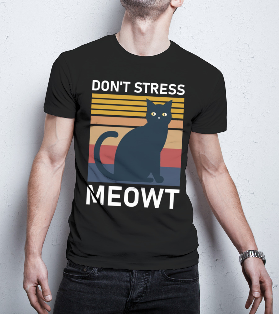 Don't Stress Meowt Retro Striped Cat T-Shirt