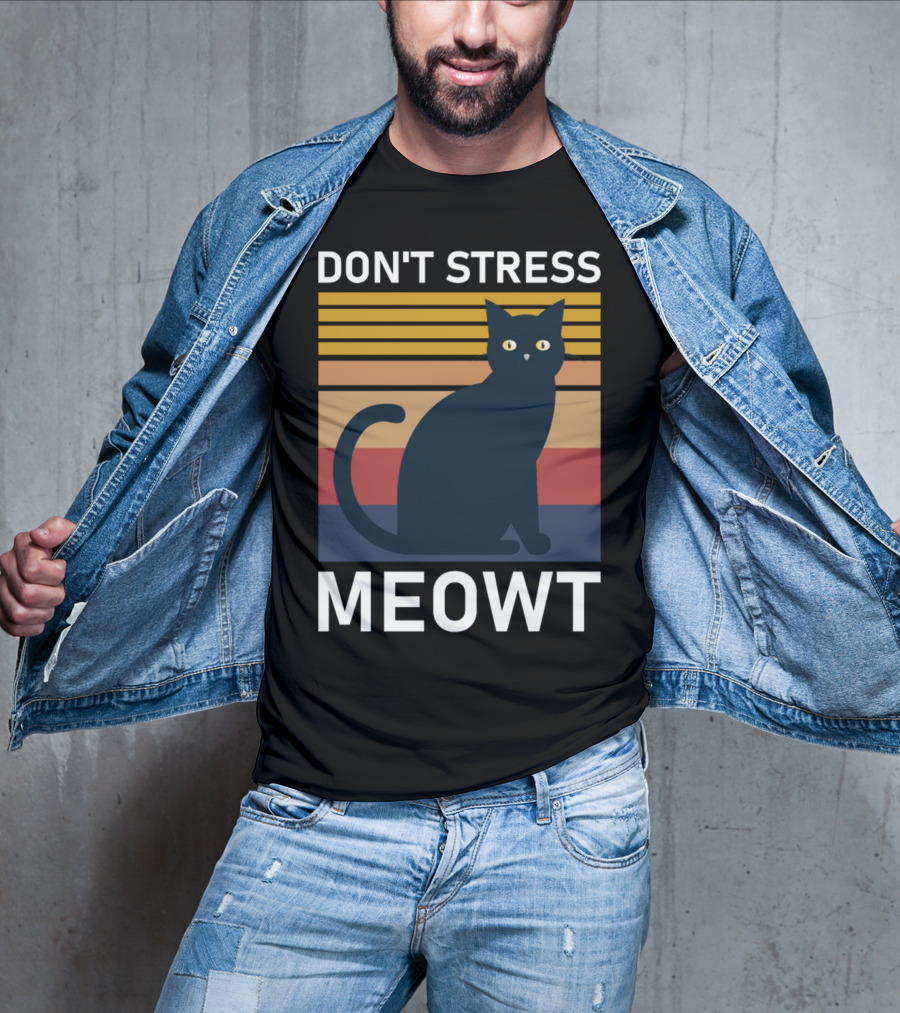 Don't Stress Meowt Retro Striped Cat T-Shirt