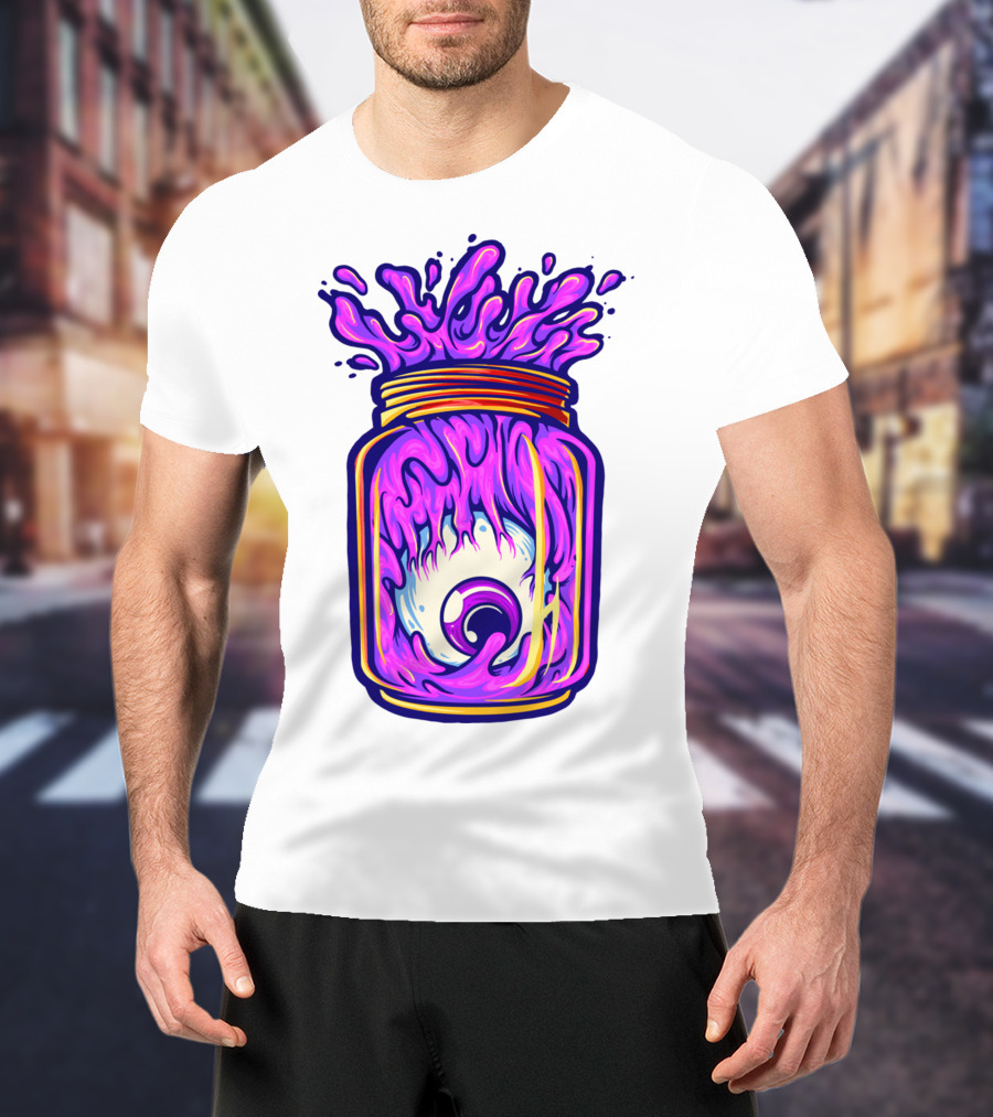 Zombie Eyeball Jar Overflowing With Purple Liquid T-Shirt
