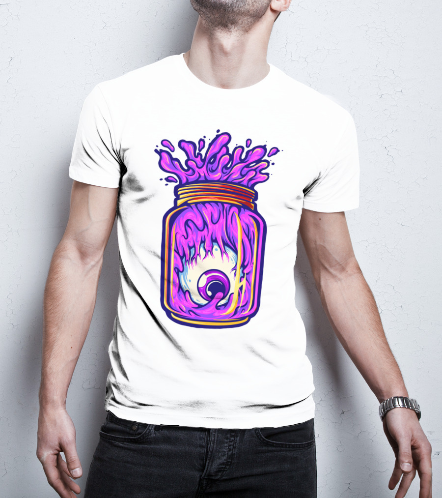 Zombie Eyeball Jar Overflowing With Purple Liquid T-Shirt