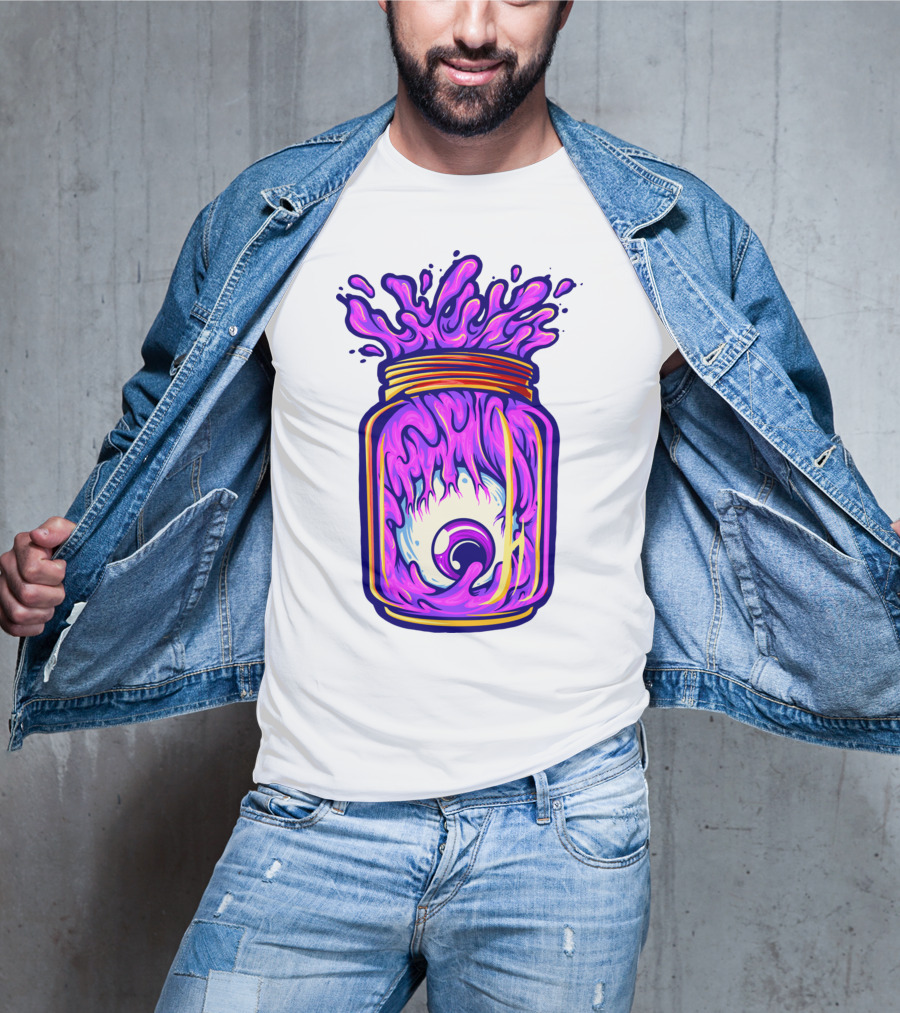 Zombie Eyeball Jar Overflowing With Purple Liquid T-Shirt