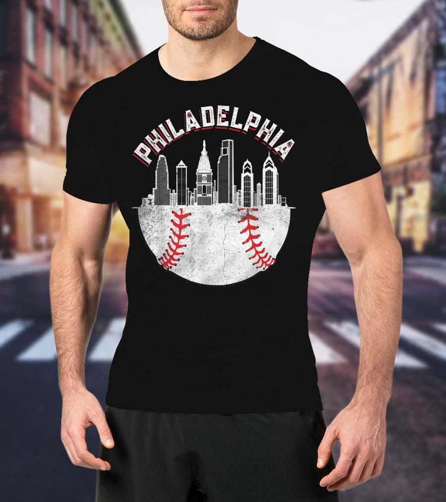 Philadelphia Skyline Baseball T-Shirt