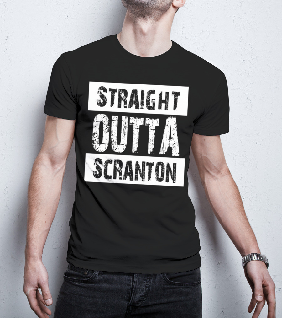 Straight Outta Scranton The Office Inspired Text T-Shirt