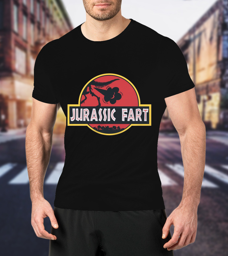 Jurassic Fart Dinosaur Logo Parody Comedy T-Shirt