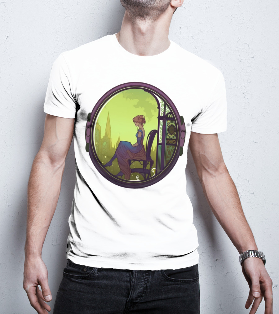 Thoughtful Rest In Tranquil Art Nouveau Serenity T-Shirt