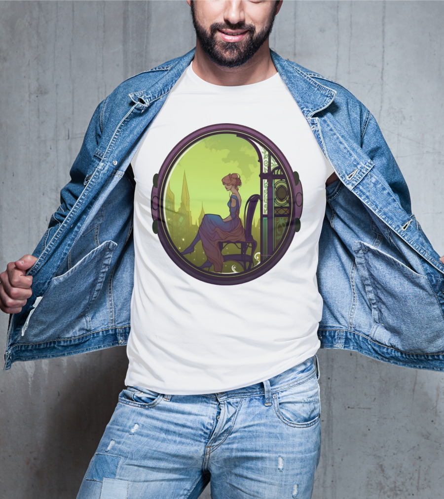 Thoughtful Rest In Tranquil Art Nouveau Serenity T-Shirt