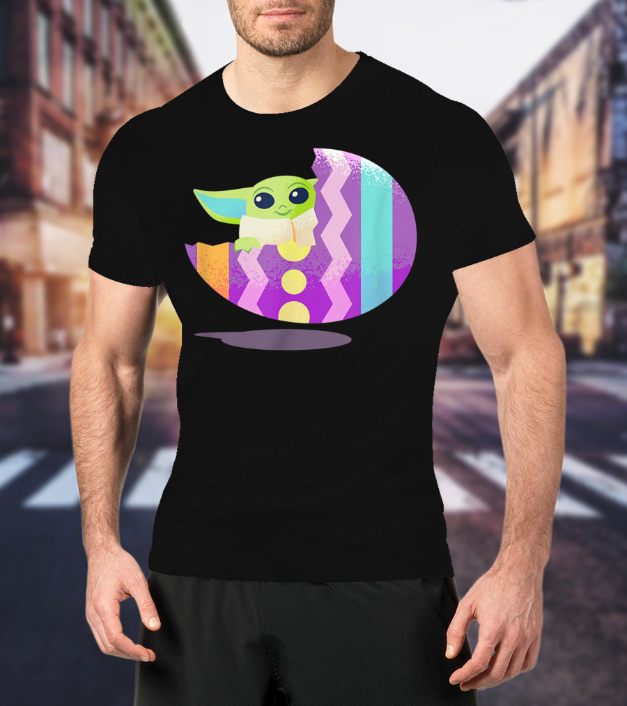Mandalorian The Child Baby Yoda Pastel Zigzag Easter Egg T-Shirt