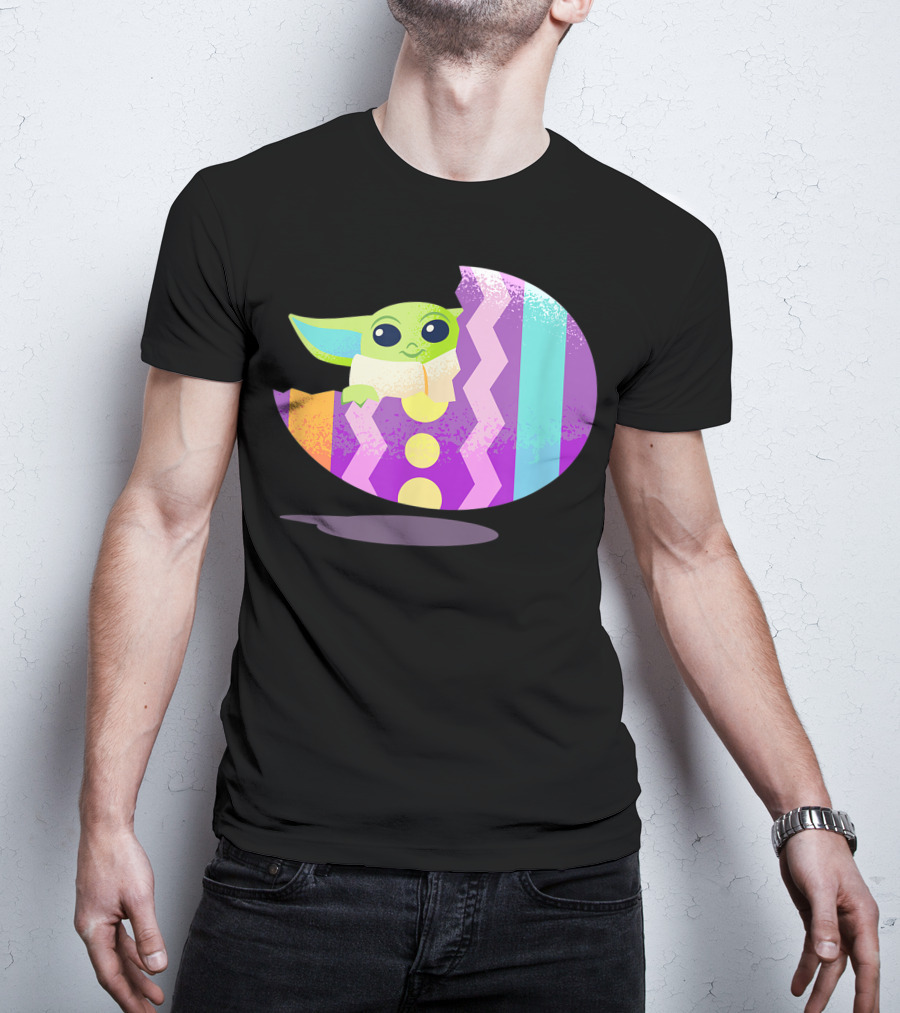 Mandalorian The Child Baby Yoda Pastel Zigzag Easter Egg T-Shirt