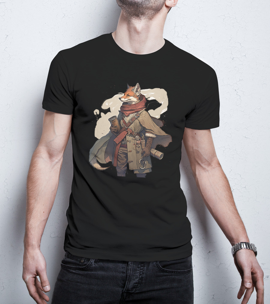 Fox Adventurer With Scrolls And Scarf T-Shirt