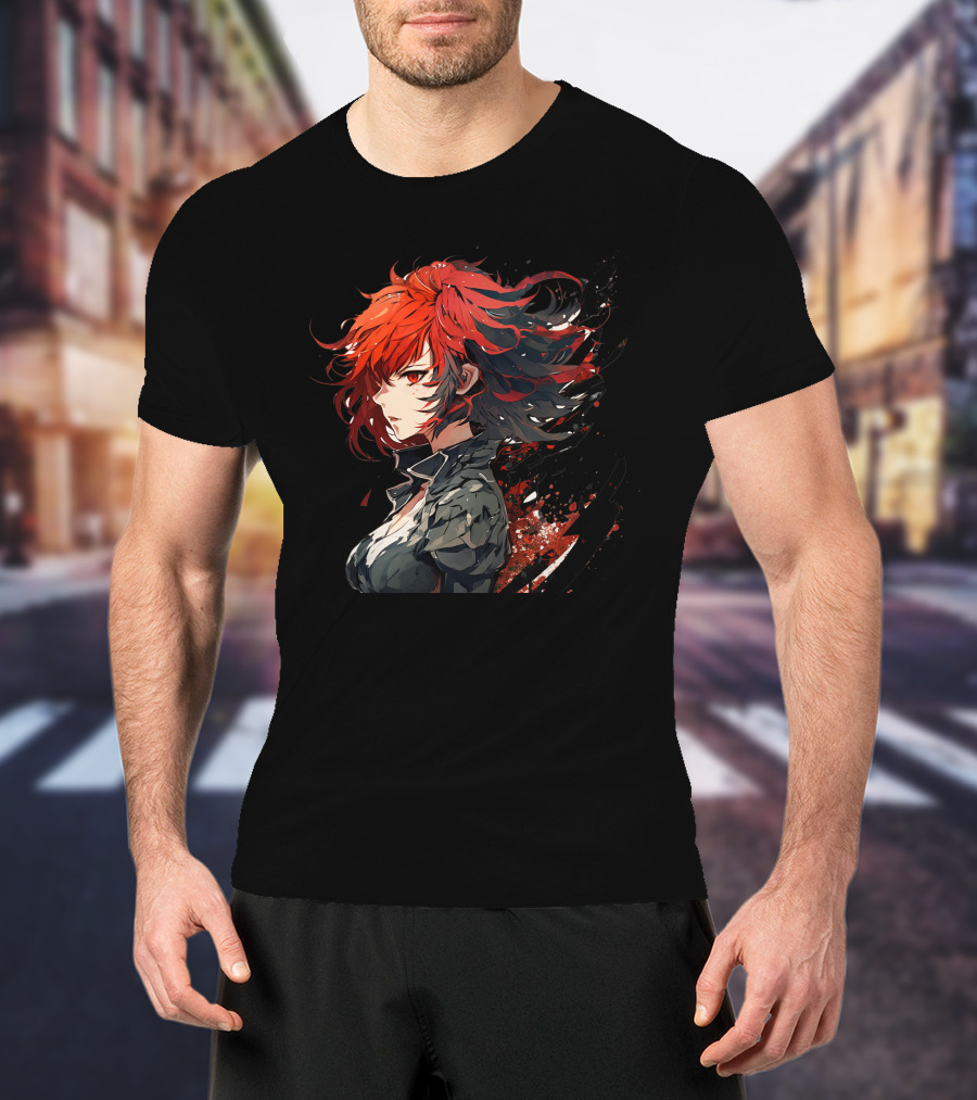 Ryuko Red Hair Anime Character Dynamic T-Shirt