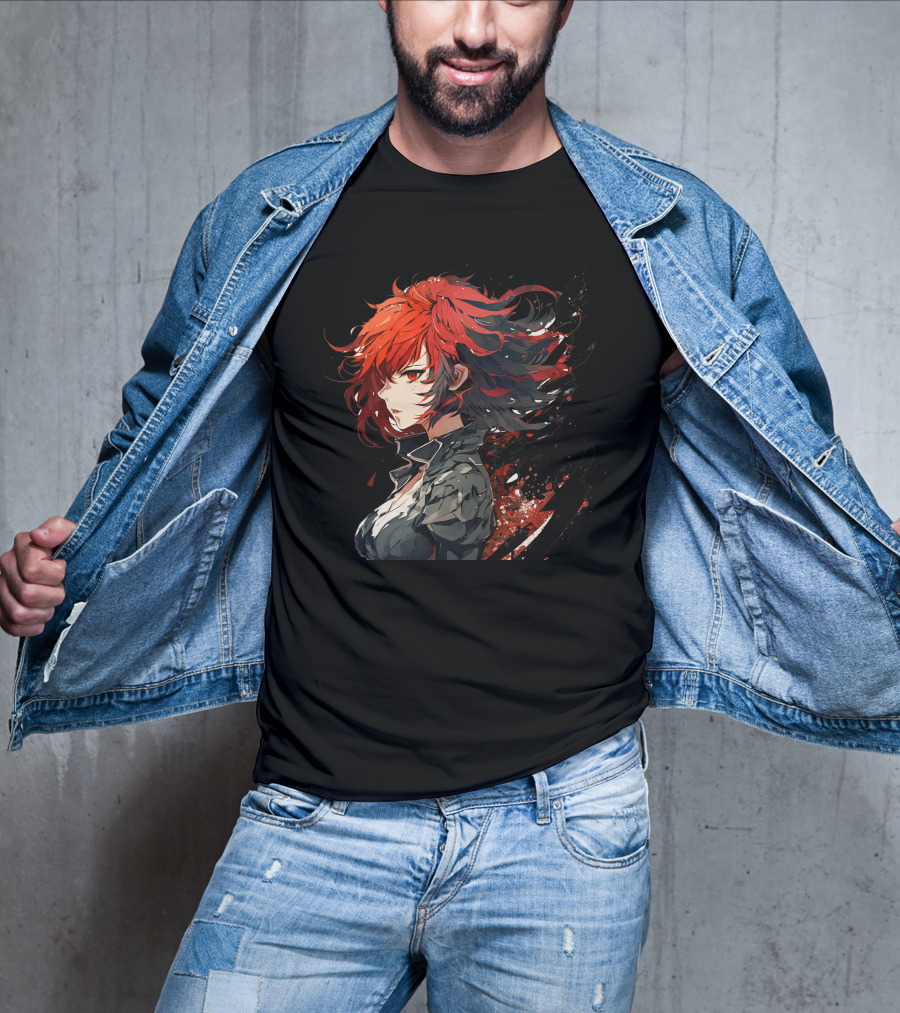 Ryuko Red Hair Anime Character Dynamic T-Shirt