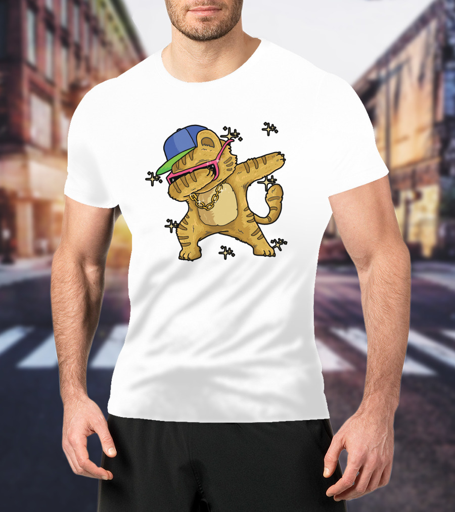 Rise Your Hand With Cat In Cap And Glasses Dabbing T-Shirt