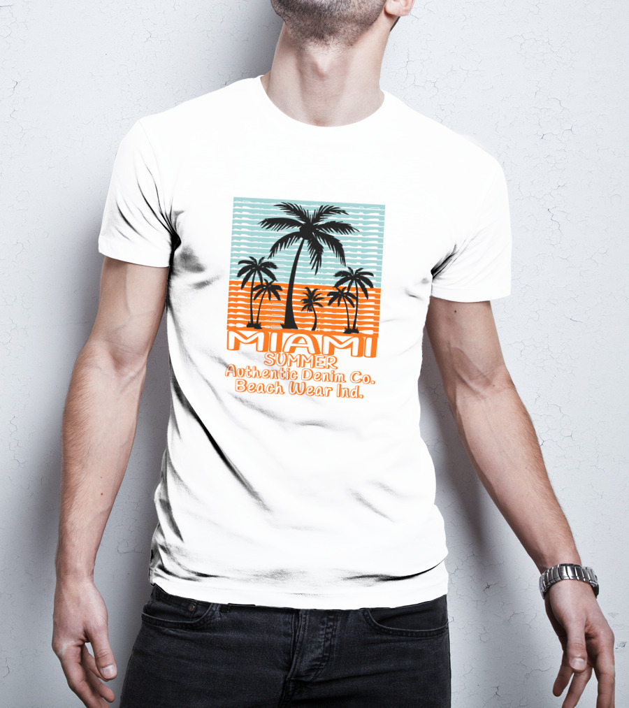 MIAMI SUMMER Authentic Denim Co. Beach Wear Ind T-Shirt