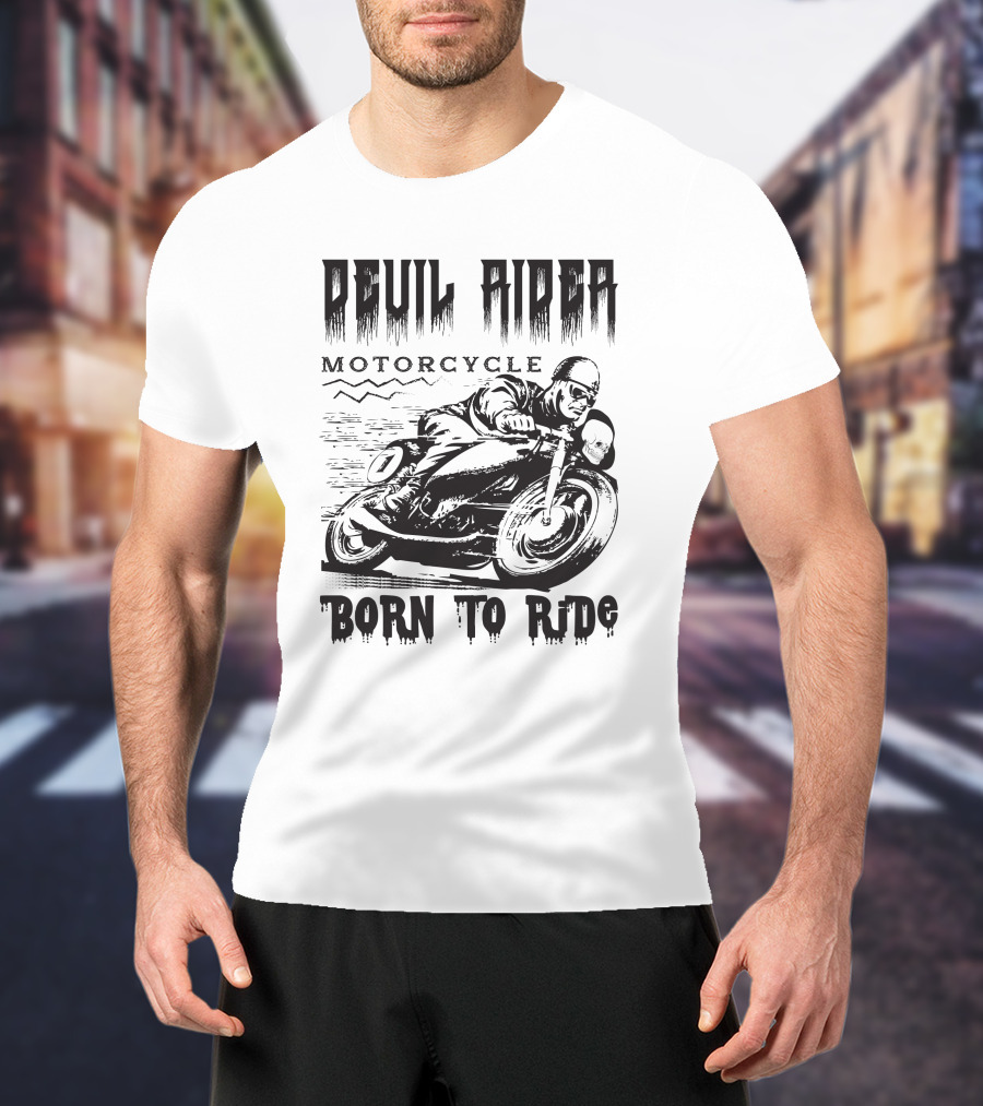 Devil Rider Motorcycle Born To Ride T-Shirt