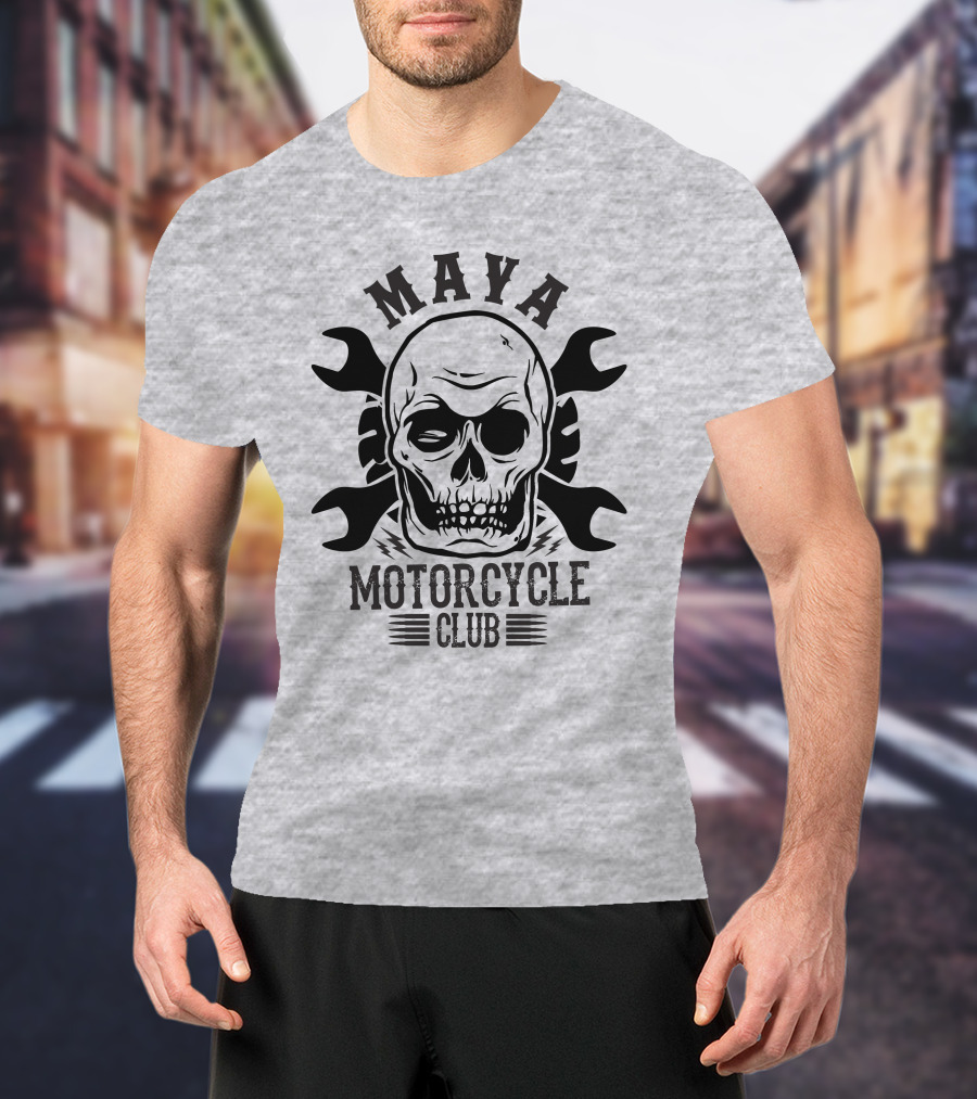 Maya Motorcycle Club Skull Wrench T-Shirt