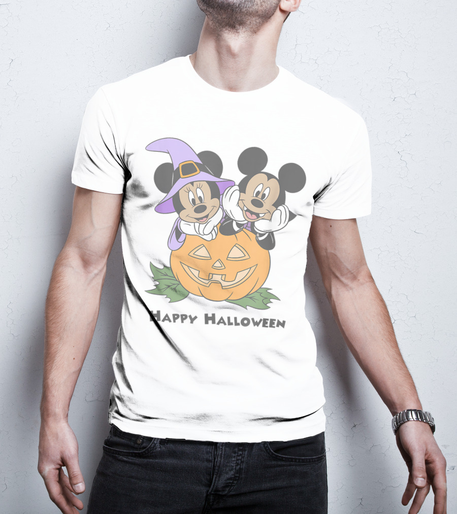 Happy Halloween Pumpkin Mickey And Minnie T-Shirt