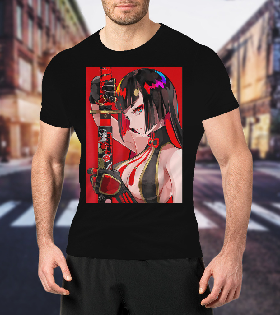 Anime Girl Japanese Aesthetic Katana Warrior Otaku T-Shirt