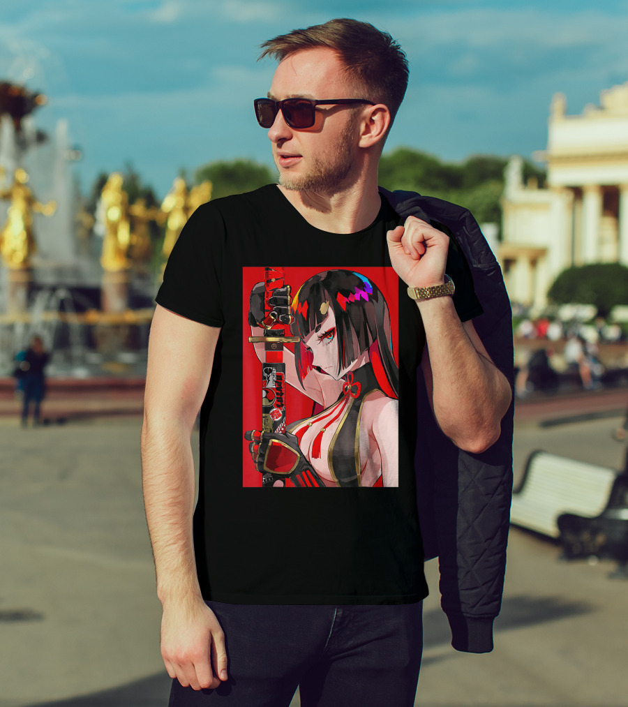 Anime Girl Japanese Aesthetic Katana Warrior Otaku T-Shirt