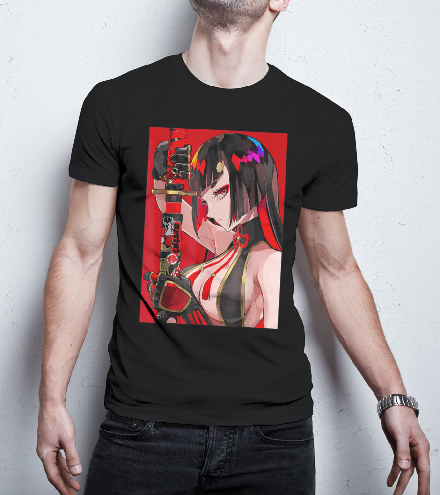 Anime Girl Japanese Aesthetic Katana Warrior Otaku T-Shirt