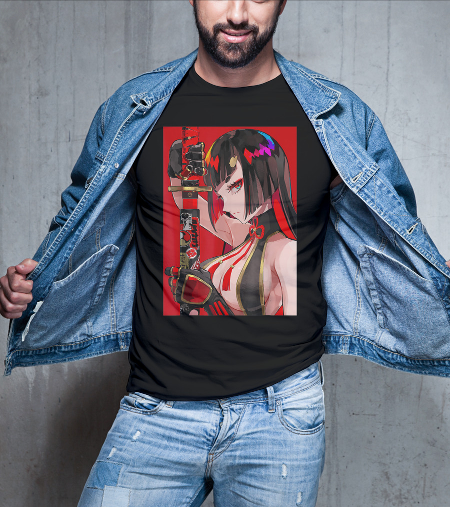 Anime Girl Japanese Aesthetic Katana Warrior Otaku T-Shirt