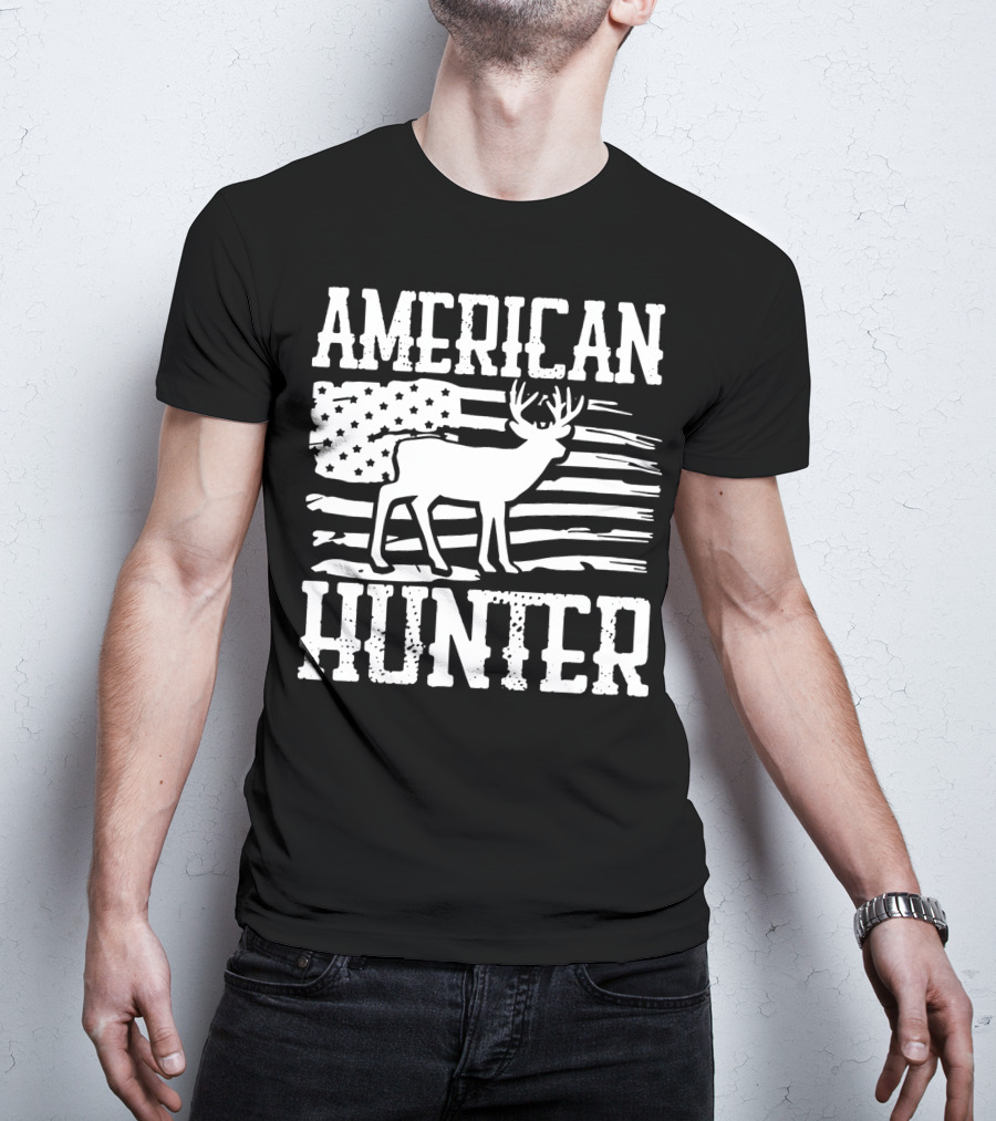American Flag American Hunter Patriot Party Decor Usa T-Shirt