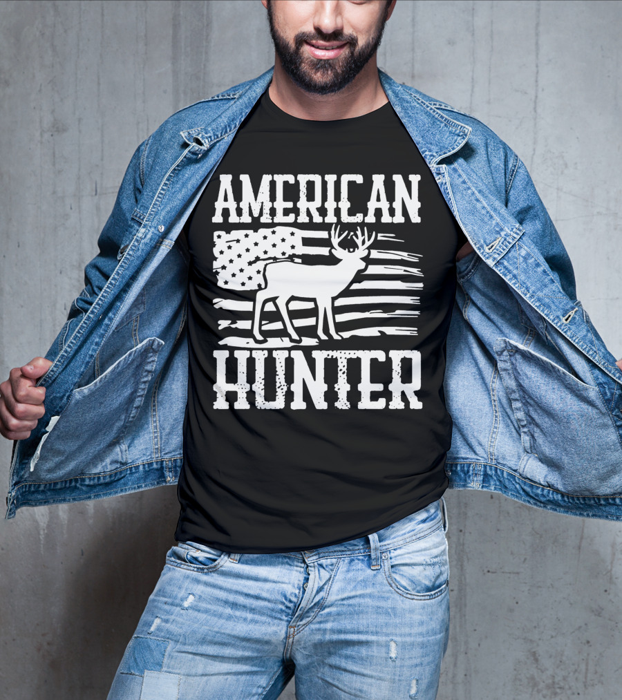 American Flag American Hunter Patriot Party Decor Usa T-Shirt