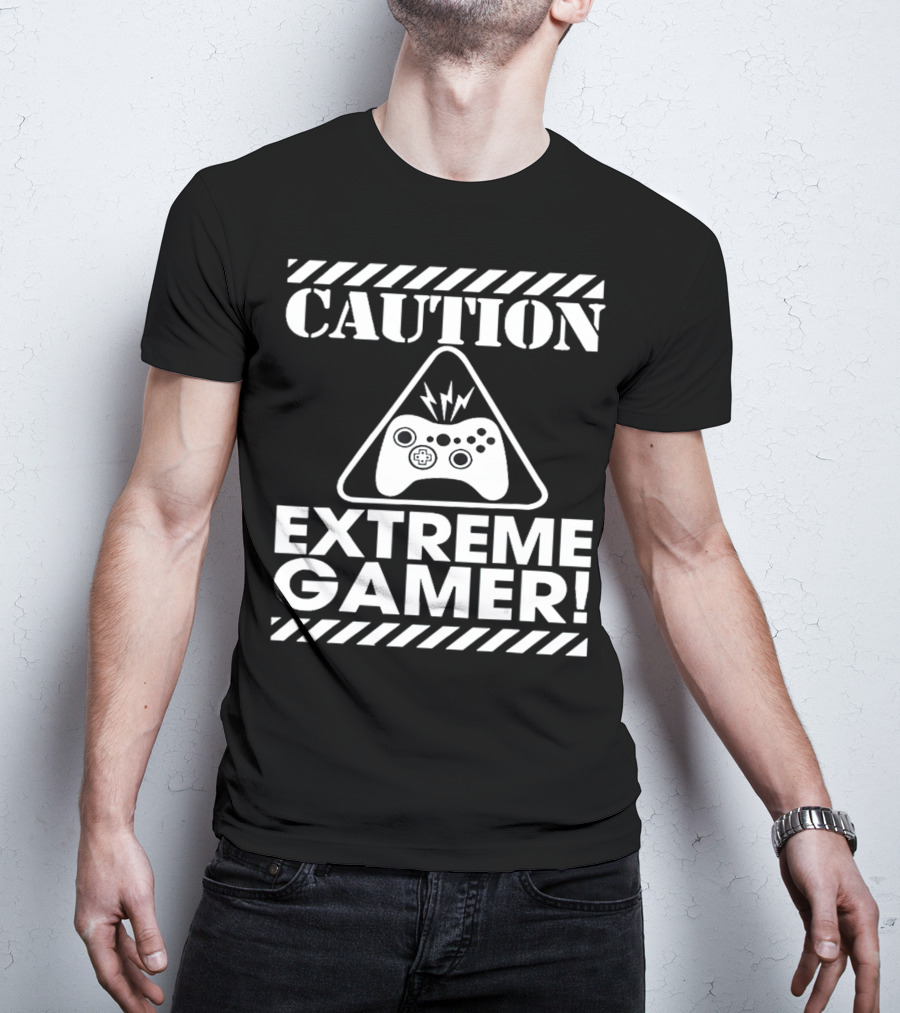 Caution Extreme Gamer Controller Warning T-Shirt