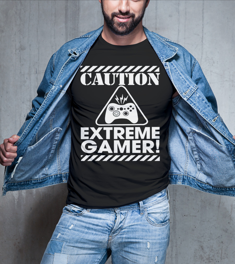 Caution Extreme Gamer Controller Warning T-Shirt