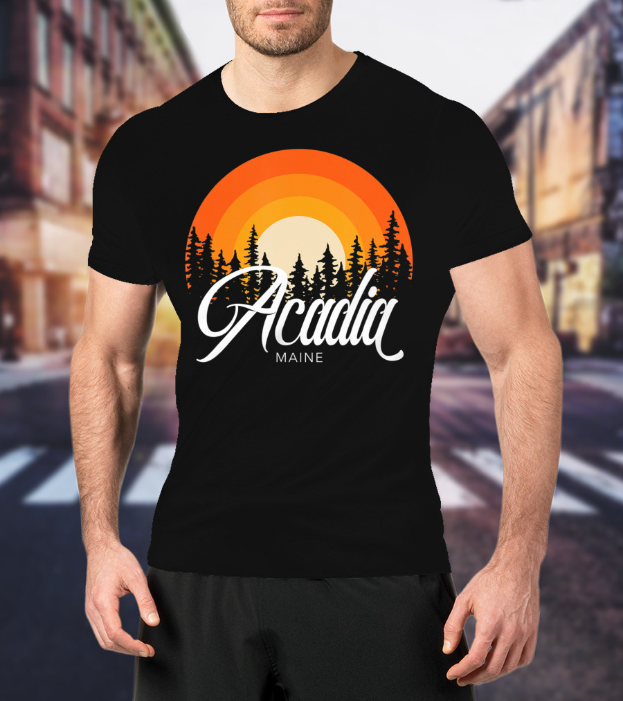 Acadia Maine Sunset Forest Adventure In National Park T-Shirt