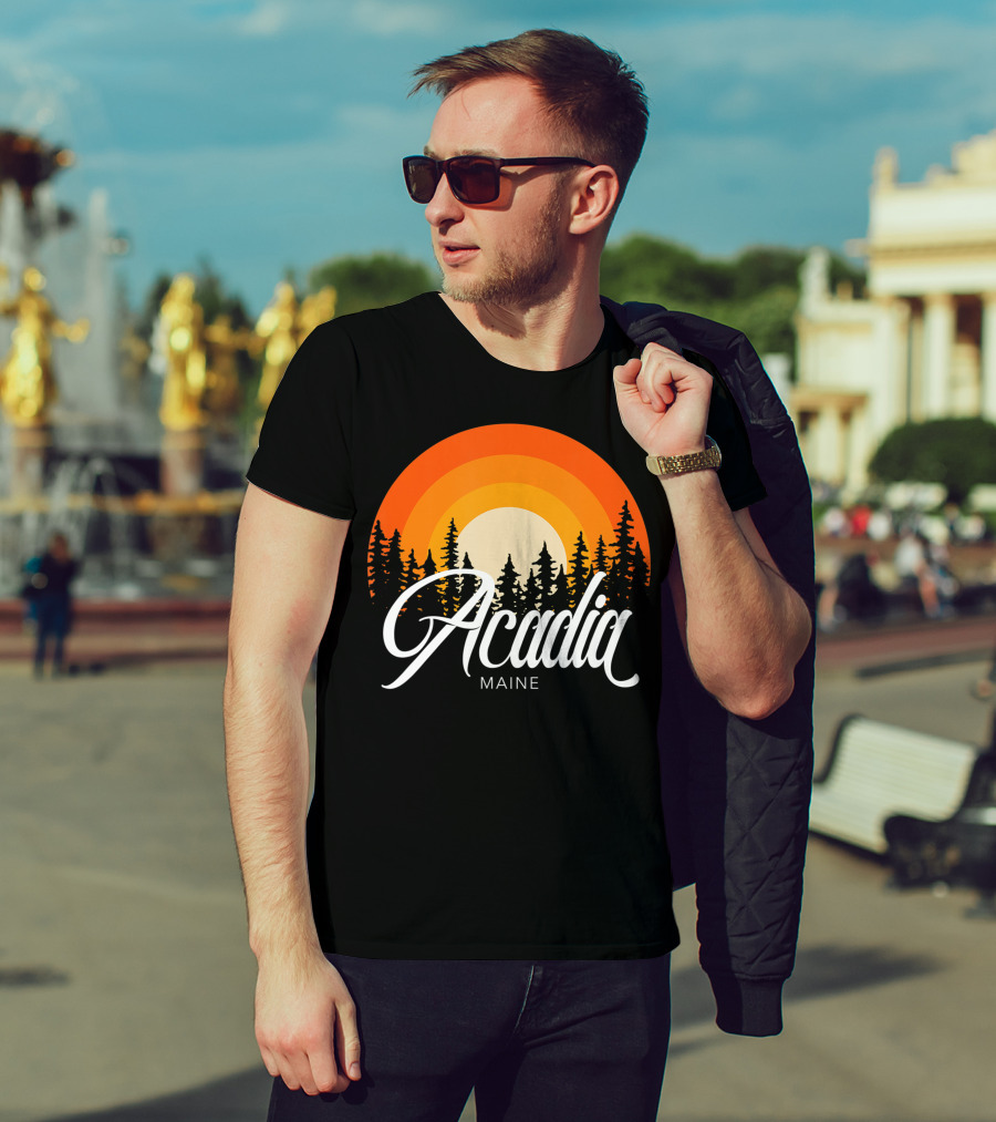 Acadia Maine Sunset Forest Adventure In National Park T-Shirt