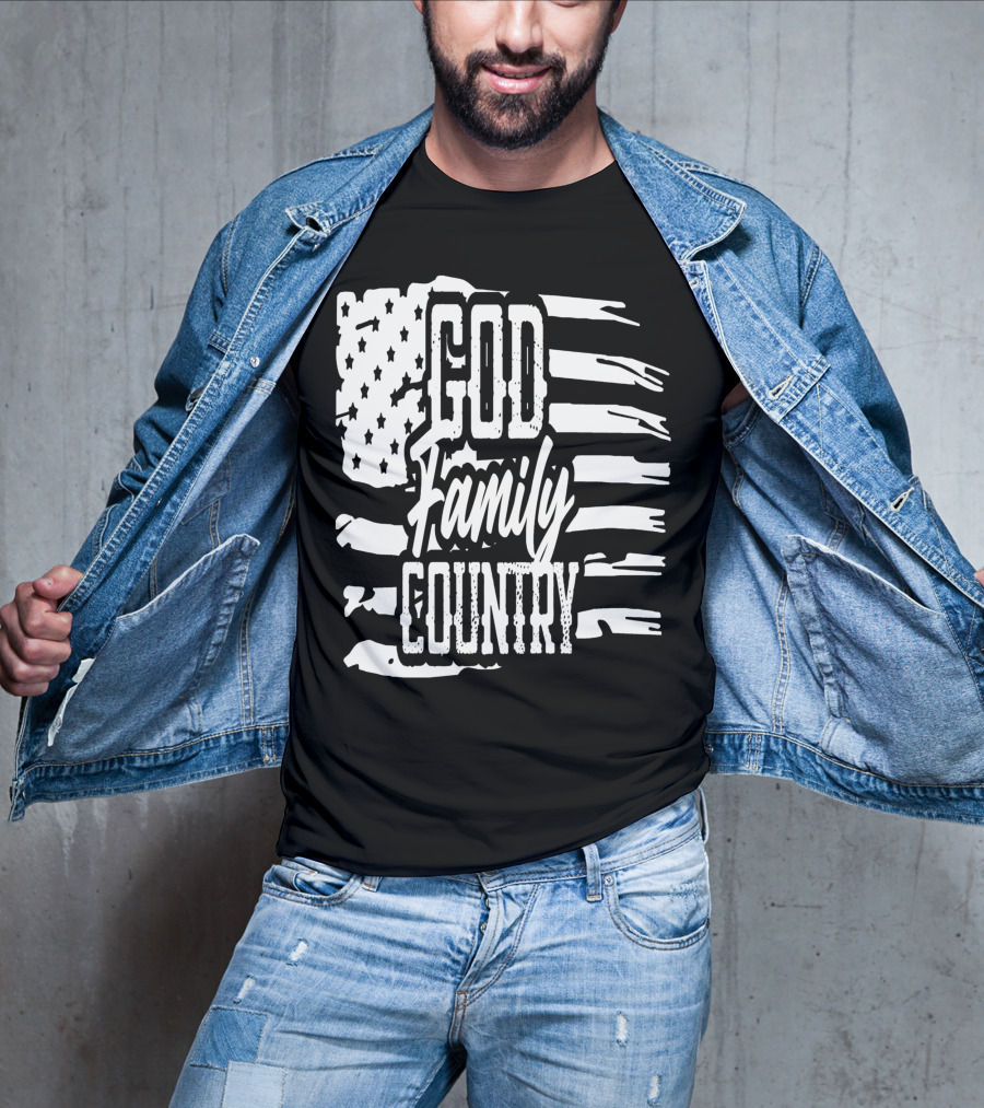 American Flag God Family Country Patriot Party Decor USA T-Shirt
