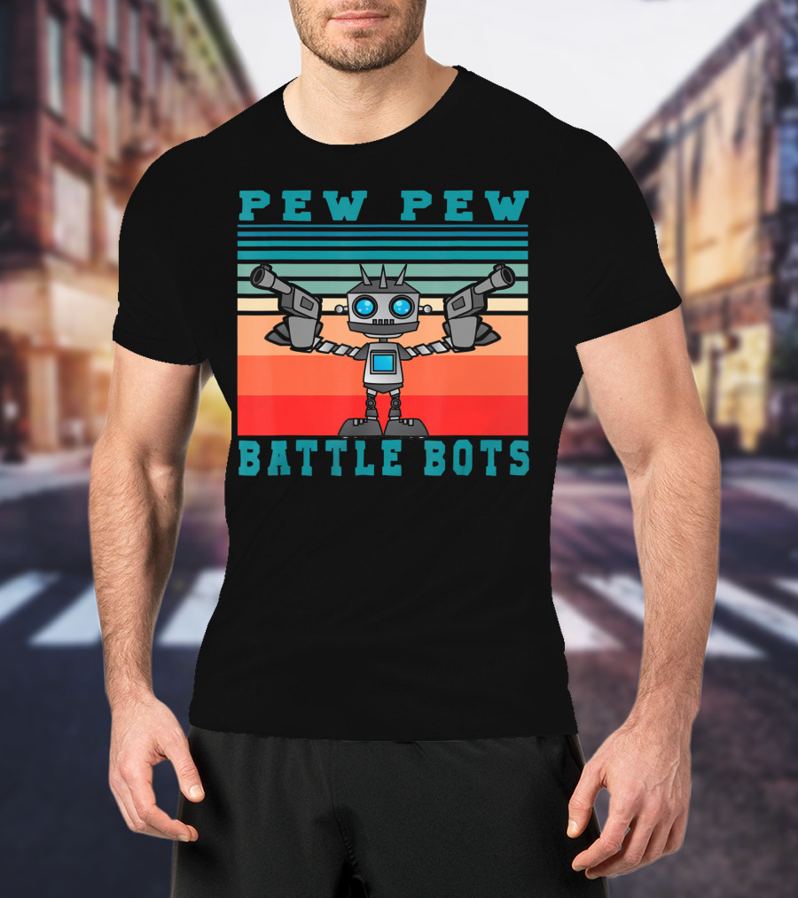 Pew Pew Battle Bots Robot Fighting Combat T-Shirt