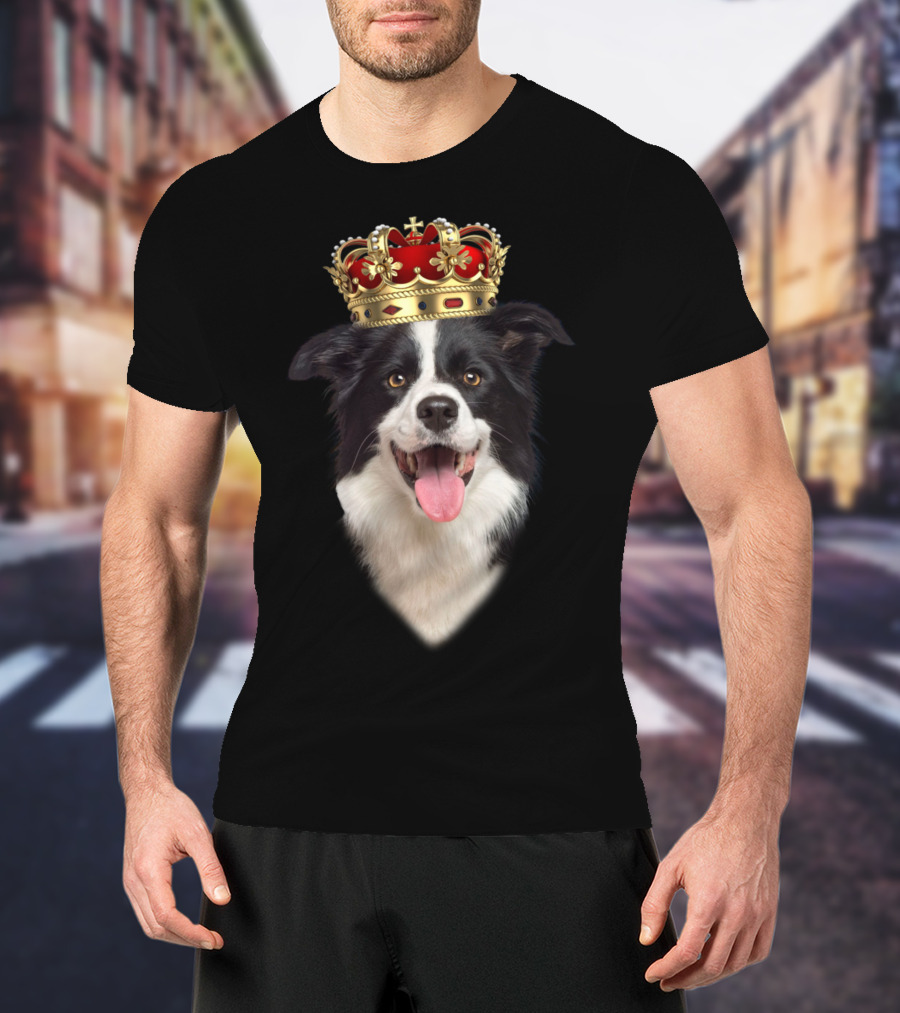 Royal Collie King Dog With Crown T-Shirt